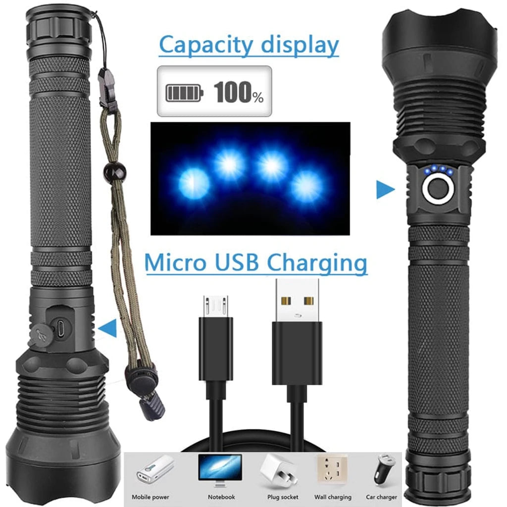 💯Limited Time Half Price-🔦Super Bright, Powerful, High Lumen, Long Size Tactical Flashlight with Rechargeable Batteries🔥