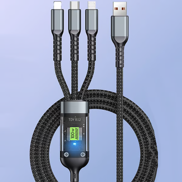 š„ā”Transparent Luminous 3-in-1 Super Fast Charging Cable