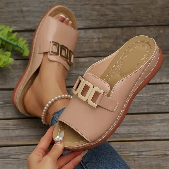 Women's comfortable slip-on wedge sandals