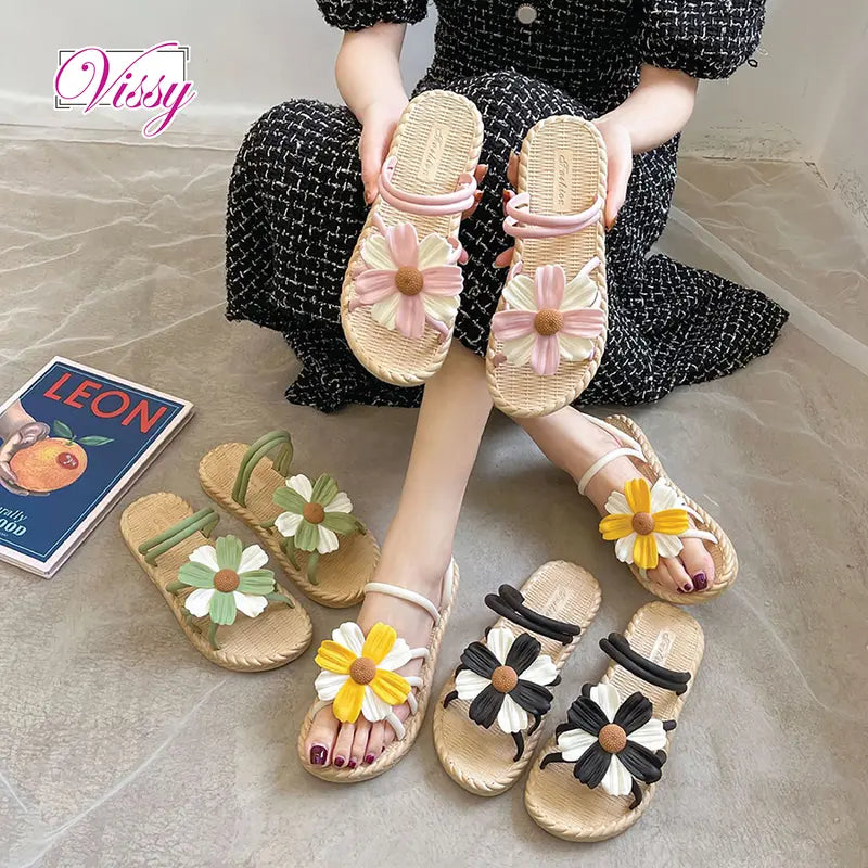 πΌ Elegant Slip-On Flower Sandals for Women π‘ β Daily Comfort with Summer Vibes βοΈ