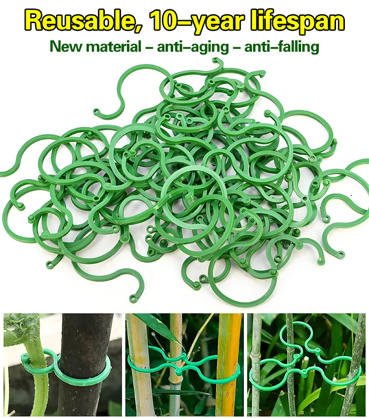 🍇【300 PCS】🌱Fixing clip with figure-of-eight buckle for climbing plants, for garden/vegetable garden/orchard, for vine ties