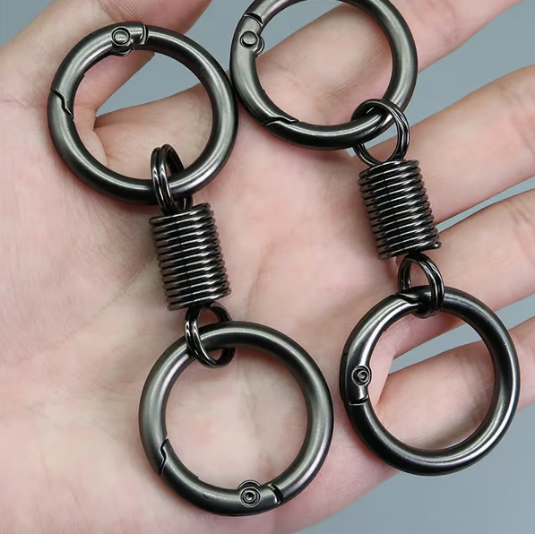 Nordic Retro Spring Double Ring Keychain