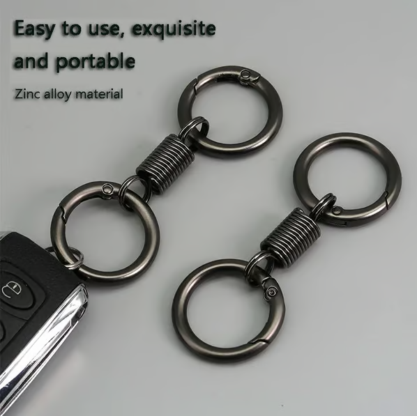 Nordic Retro Spring Double Ring Keychain