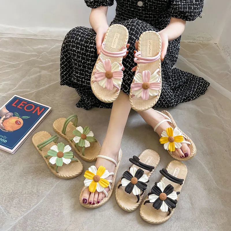 πΌ Elegant Slip-On Flower Sandals for Women π‘ β Daily Comfort with Summer Vibes βοΈ
