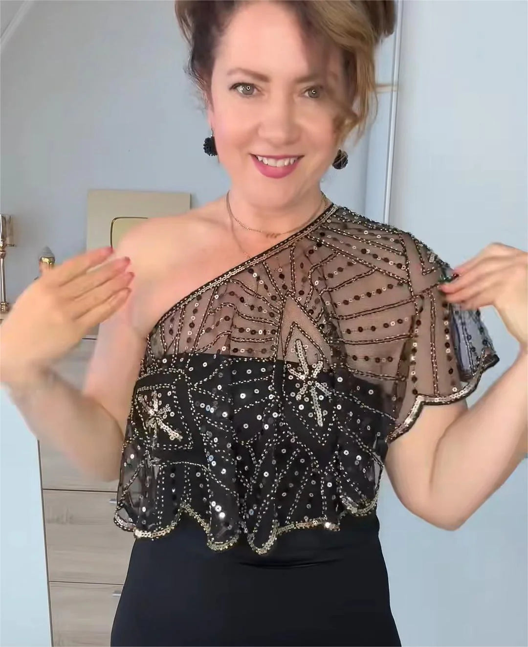 Vintage Beaded Lace Shawl