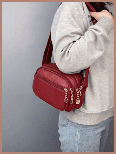 Multi-layered shoulder and crossbody casual bag