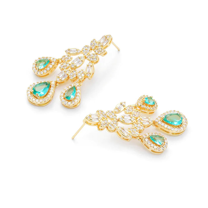 Green Transparent Teardrop Crystal Earrings