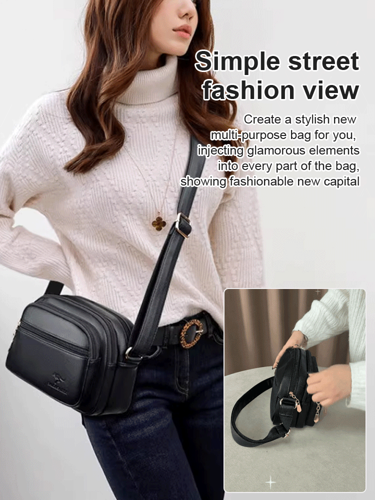Multi-layered shoulder and crossbody casual bag