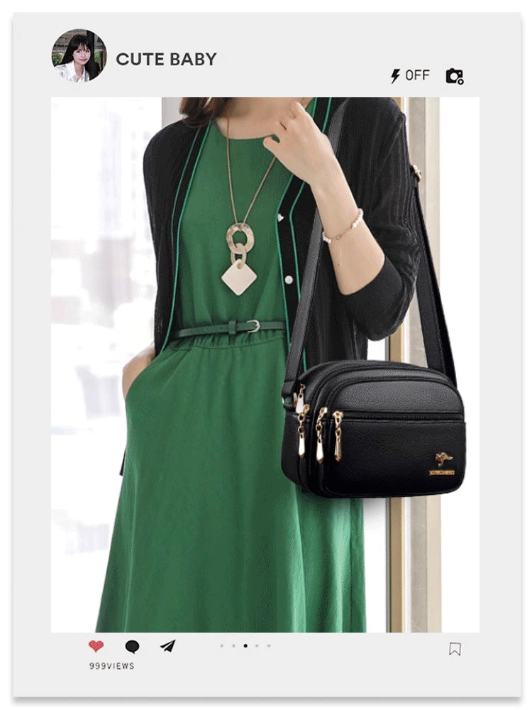 Multi-layered shoulder and crossbody casual bag