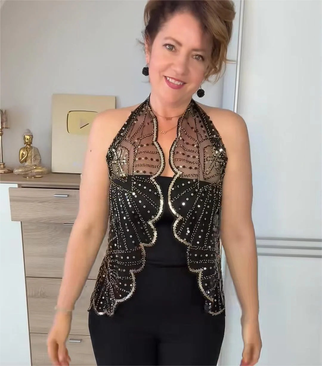 Vintage Beaded Lace Shawl