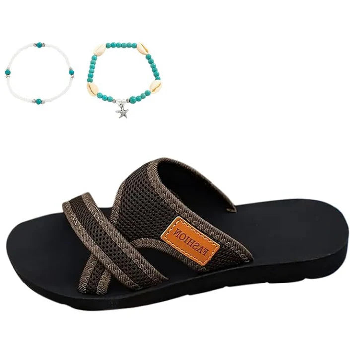 Comfortable flat open toe sandals for wide feet