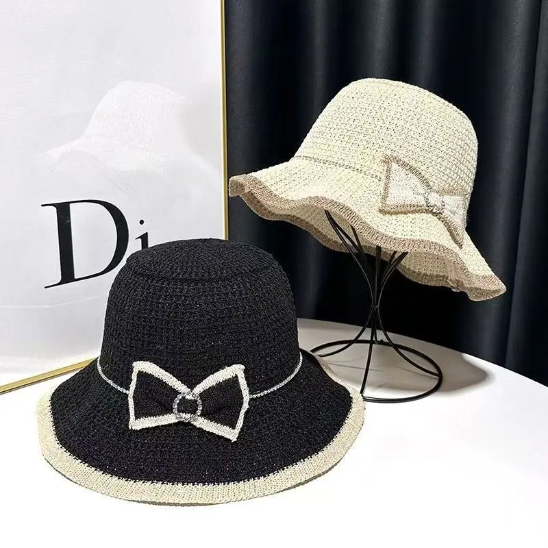 ☀️ Summer Lady Hat with Contrast Trim & Bow – Stylish Protection