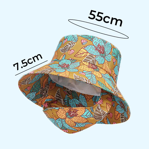⏳ Women's Floral Print Bucket Sun Hat with Mask (The more you buy, the higher the discount)💥