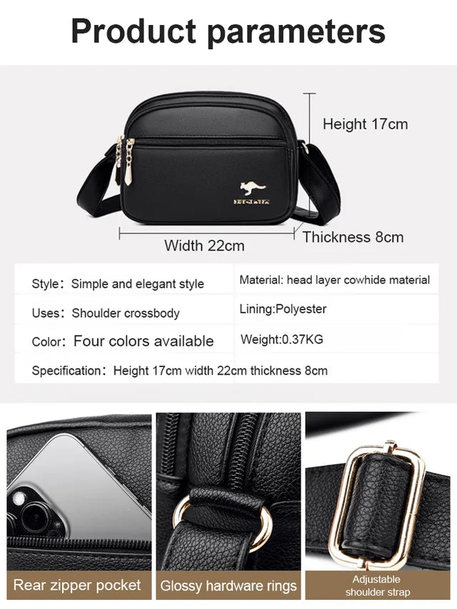 Multi-layered shoulder and crossbody casual bag