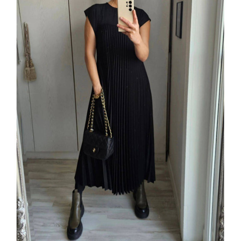 💕Women's pleated dress in solid color👗