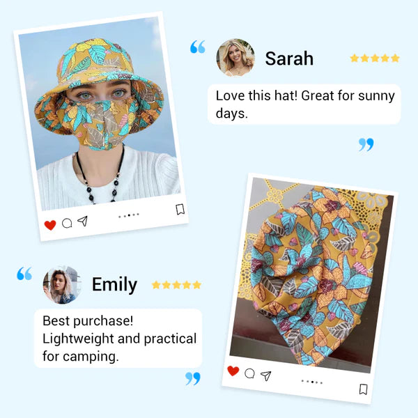 ⏳ Women's Floral Print Bucket Sun Hat with Mask (The more you buy, the higher the discount)💥