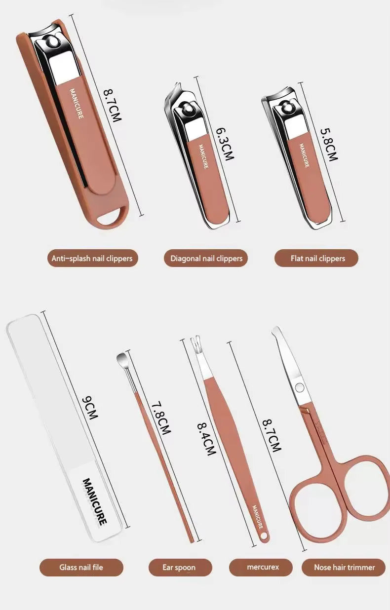 Anti-Splash Nail Clipper Set - (7 PCS) Manicure Protection Tools