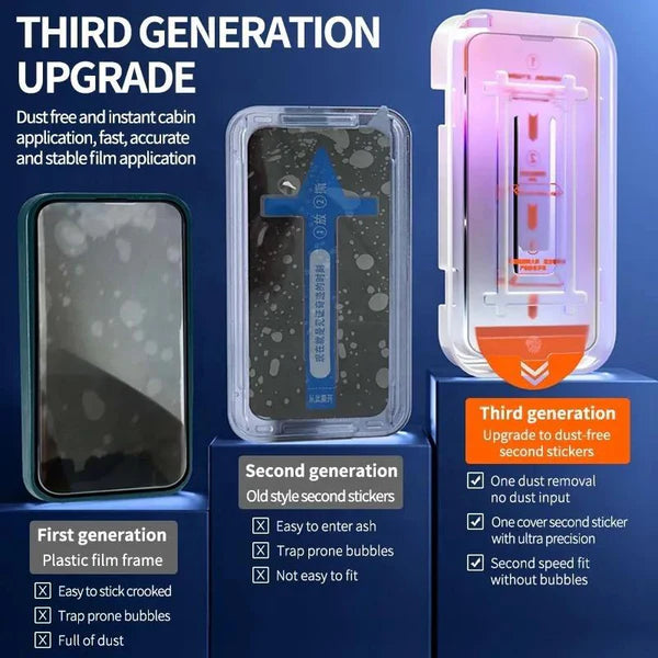 🛡️📱Premium iPhone Glass Screen Protector – Dust Free Without Bubbles HD Film
