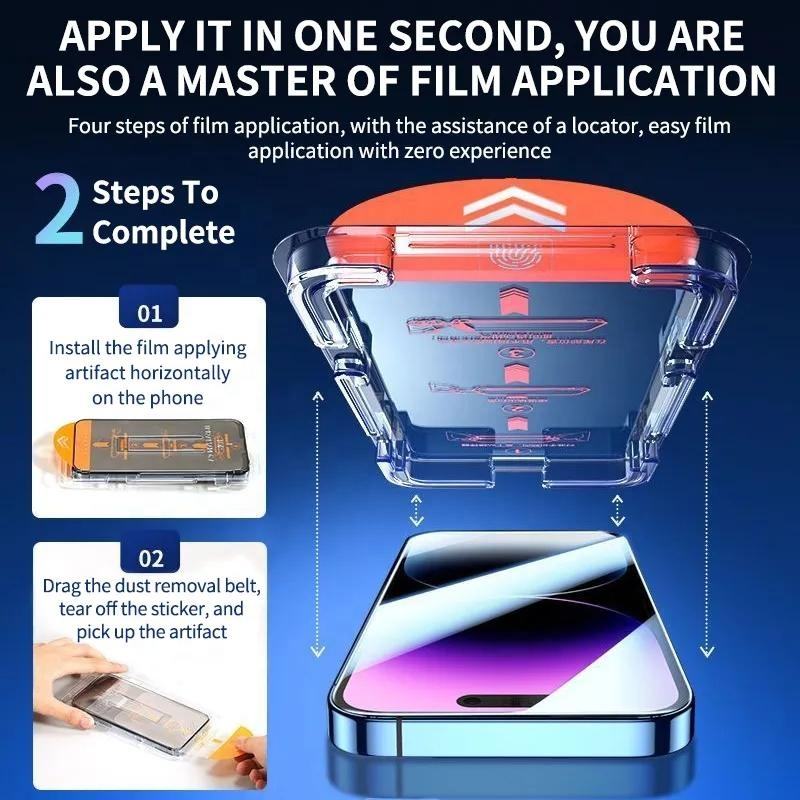 🛡️📱Premium iPhone Glass Screen Protector – Dust Free Without Bubbles HD Film