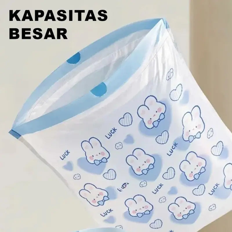 100 Pcs Kantong Plastik Sampah Tali SerutUkuran 45x50cm Kantong Serba Guna
