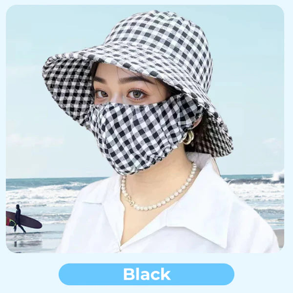 ⏳ Women's Floral Print Bucket Sun Hat with Mask (The more you buy, the higher the discount)💥