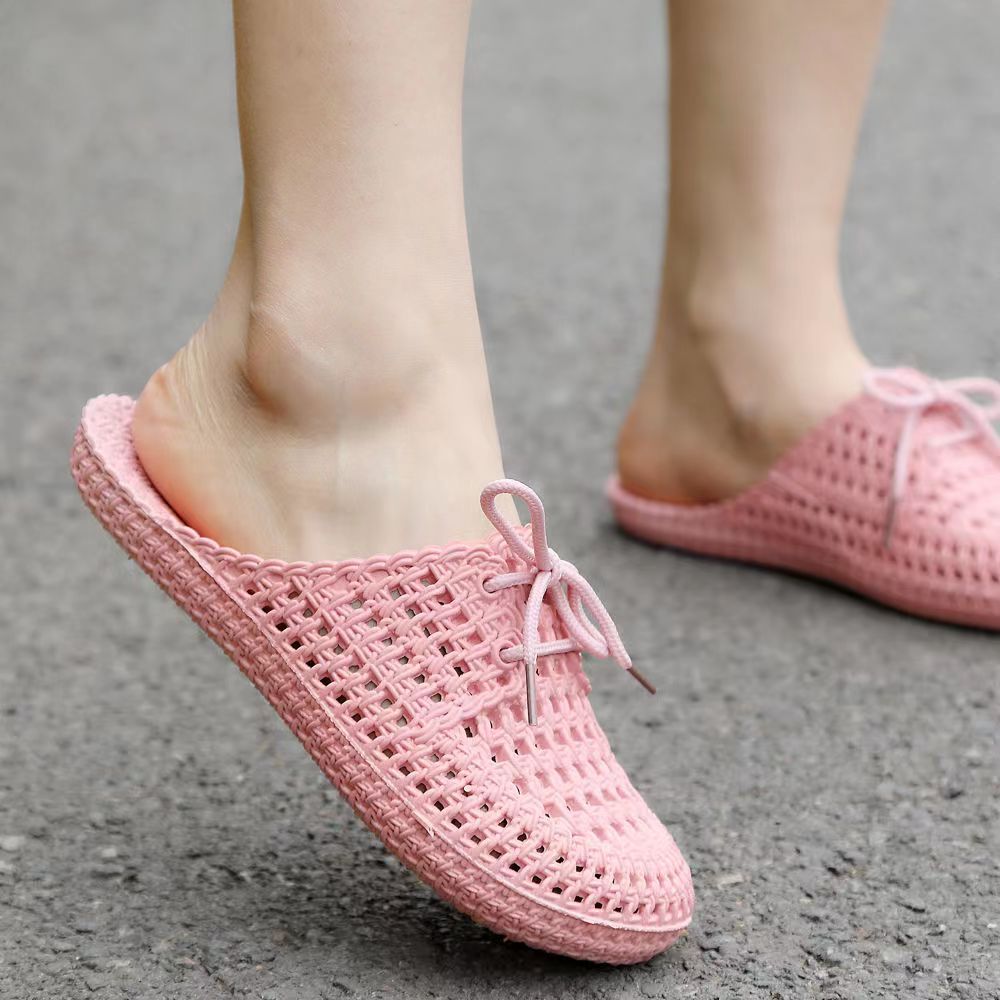 Sandal Selop Wanita Sandal Flat Jelly lmport SlipOn Model Rajut dengan Tali Terbaru PY132
