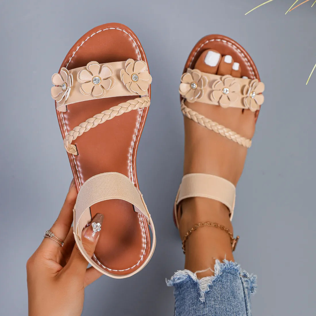 š„Last Day 60% OFF - Women's Comfortable Floral Flat Sandals