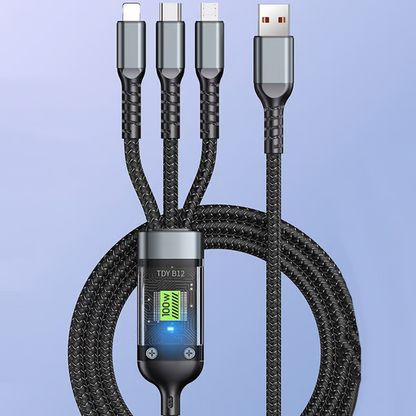 🔥⚡Transparent Luminous 3-in-1 Super Fast Charging Cable