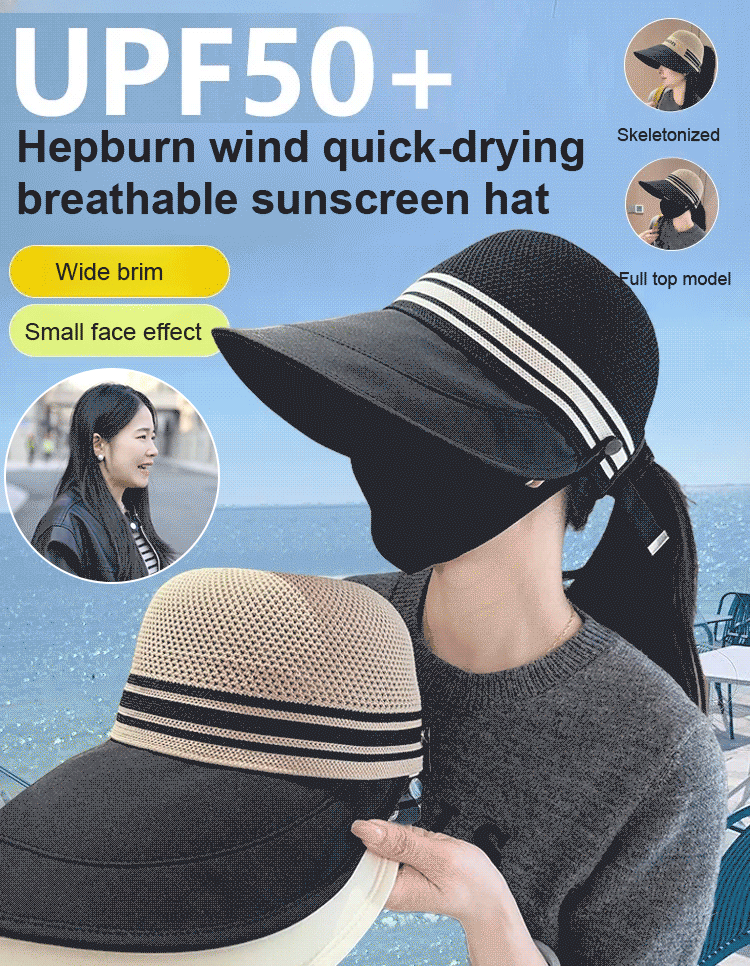[Can hang a mask] Hepburn wind quick-drying breathable sun hat