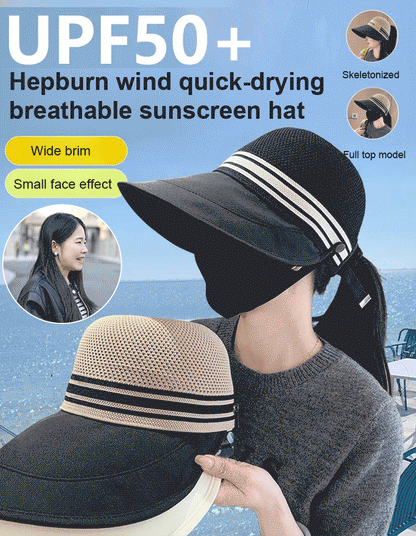[Can hang a mask] Hepburn wind quick-drying breathable sun hat