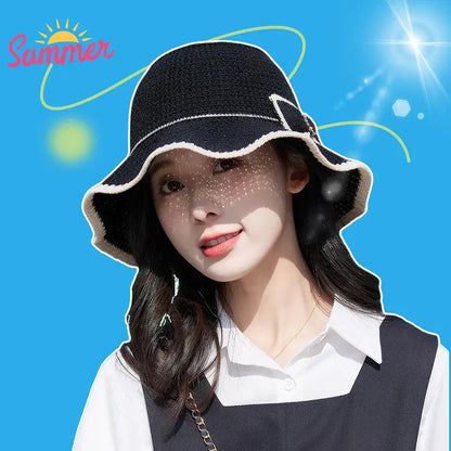 ☀️ Summer Lady Hat with Contrast Trim & Bow – Stylish Protection