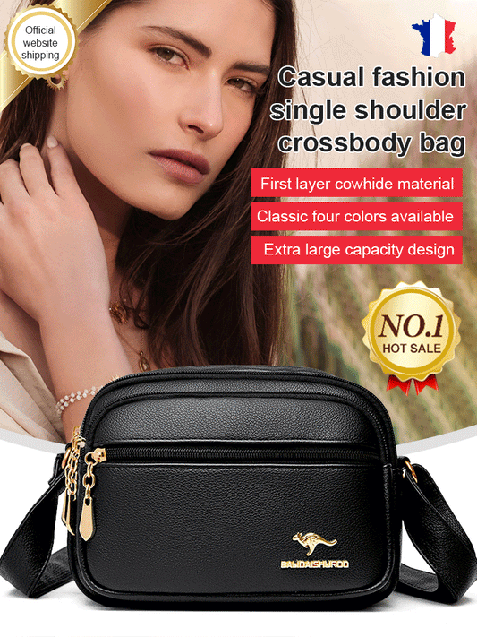 Multi-layered shoulder and crossbody casual bag