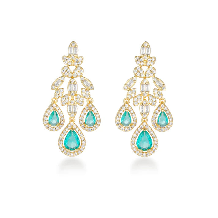 Green Transparent Teardrop Crystal Earrings