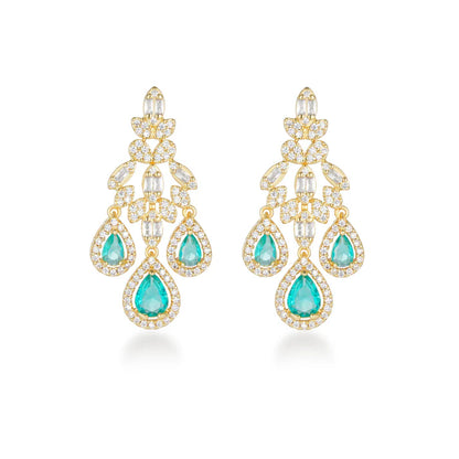 Green Transparent Teardrop Crystal Earrings