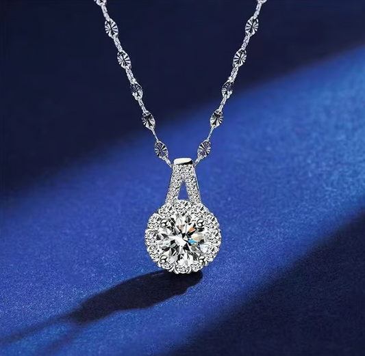 S925 Sterling Silver Moissanite Sunflower Pendant Necklace