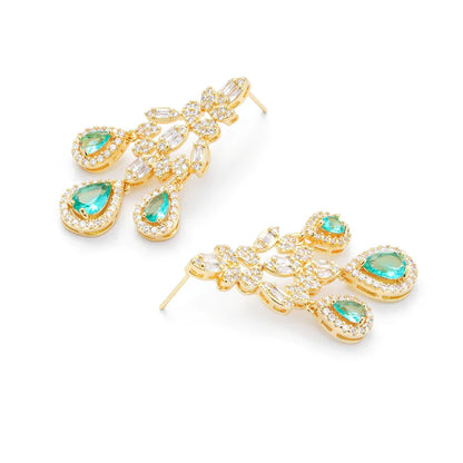 Green Transparent Teardrop Crystal Earrings