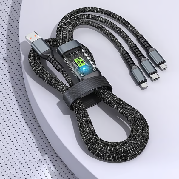 🔥⚡Transparent Luminous 3-in-1 Super Fast Charging Cable