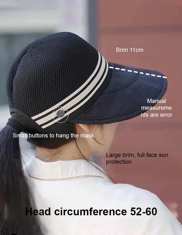 [Can hang a mask] Hepburn wind quick-drying breathable sun hat
