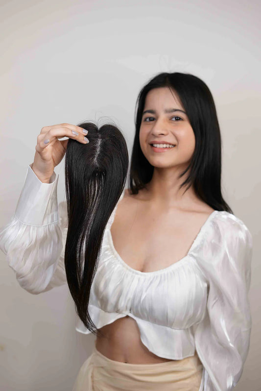 Scalp Topper | Hair Topper For Crown Thinning | Natural Straight