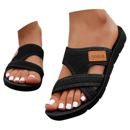 Comfortable flat open toe sandals for wide feet