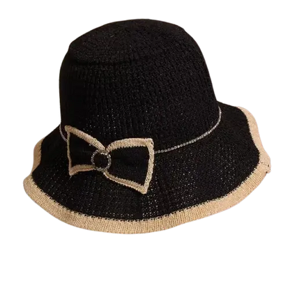☀️ Summer Lady Hat with Contrast Trim & Bow – Stylish Protection
