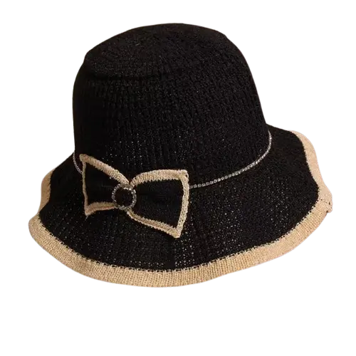 ☀️ Summer Lady Hat with Contrast Trim & Bow – Stylish Protection