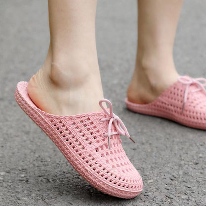 Sandal Selop Wanita Sandal Flat Jelly lmport SlipOn Model Rajut dengan Tali Terbaru PY132